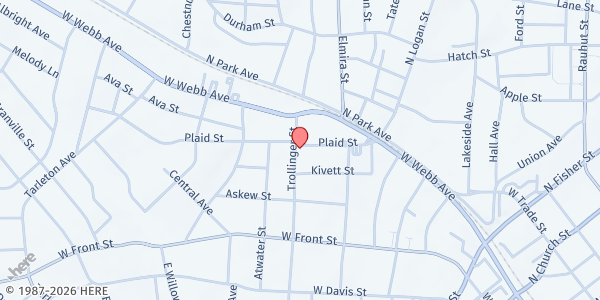 Map showing Freedom Fellowship Church at 300 Trollinger Street, Burlington, NC