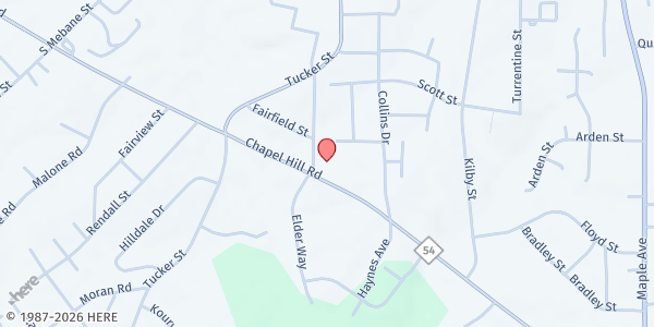 Map showing Fresh Manna Food Ministries at 802 Chapel Hill Rd., Burlington, NC