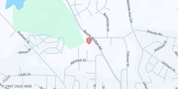 Map showing Gethsemane Christian Church at 1650 Burch Bridge Rd., Burlington, NC