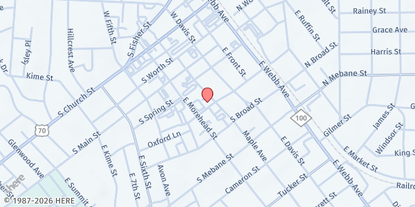 Map showing Loaves & Fishes Christian Food Ministry, Inc. at 509 South Lexington Avenue, Burlington, NC