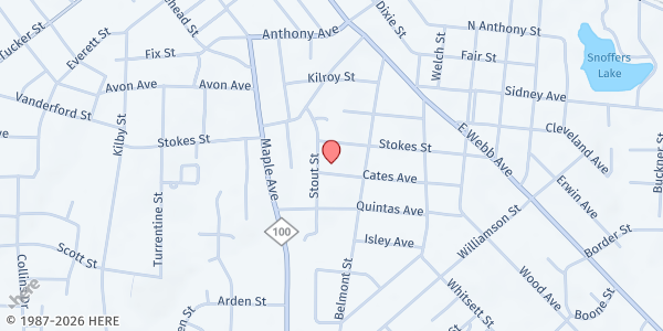 Map showing Morning Star Baptist Church at 419 Cates Ave., Burlington, NC