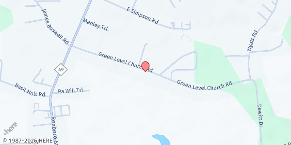 Map showing We Care Pantry at 2619 Green Level Church Road, Burlington, NC