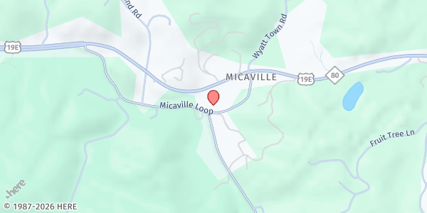 Map showing Feed My Sheep at 587 Micaville Loop, Burnsville, NC