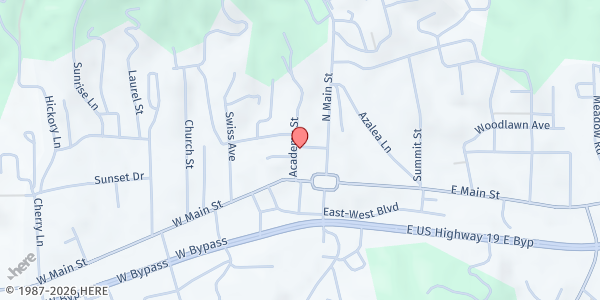 Map showing Reconciliation House at 20 Academy Street, Burnsville, NC