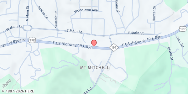Map showing Shoal Creek Baptist Church at 1867 E. U.S. Hwy. 19E, Burnsville, NC