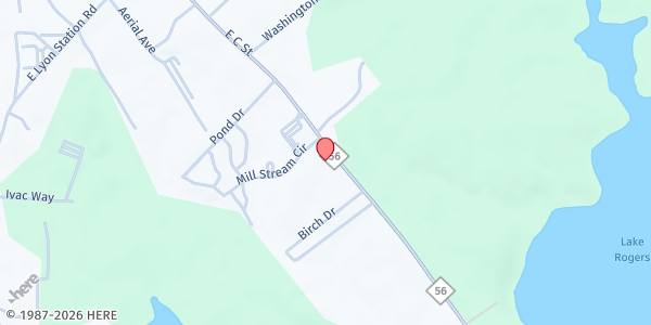 Map showing Pine Grove Baptist Church at 1624 North Carolina 56, Butner, NC