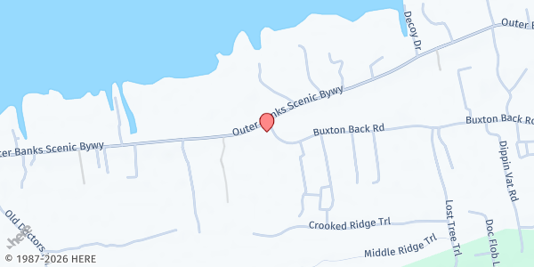 Map showing Hatteras Islands Meals at 48221 Buxton Back Rd., Buxton, NC