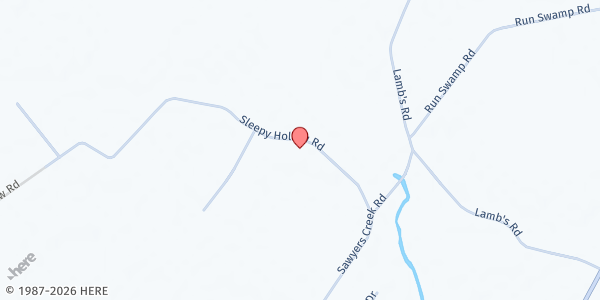 Map showing New Sawyers Creek Missionary Baptist Church at 312 Sleepy Hollow Rd., Camden, NC