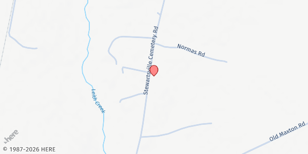 Map showing Gray Pond Baptist Church at 9901 Stewartsville Cemetary Rd., Camelin Acres, NC