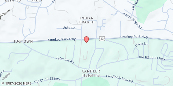 Map showing ABCCM - Hominy Valley at 1914 Smokey Park Highway, Candler, NC