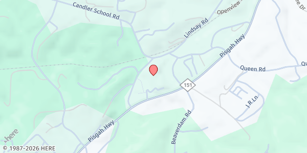 Map showing Montmorenci UMC at 89 Old Candler Town Road, Candler, NC