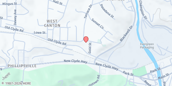 Map showing Beulah Baptist Church at 483 Sunset Cir., Canton, NC