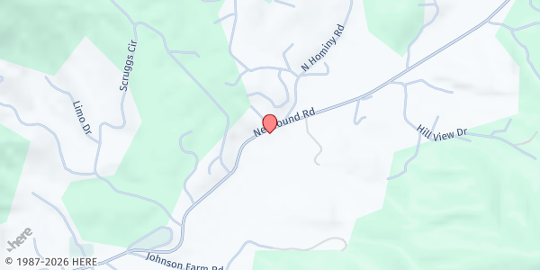 Map showing North Hominy Community Development Club at 2670 Newfound Rd., Canton, NC