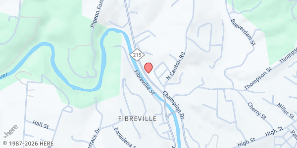 Map showing The Community Kitchen at 922 Champion Dr., Canton, NC