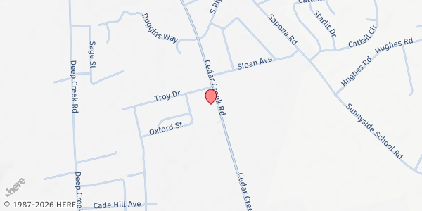 Map showing Catholic Charities - Cumberland County at 726 Cedar Creek Road, Cape Fear, NC
