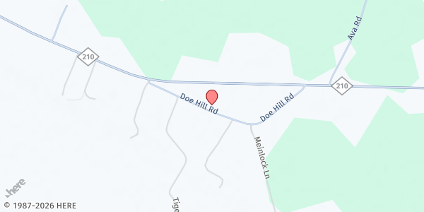 Map showing Upper Room Prayer House at 7035 Doe Hill Road, Cape Fear, NC