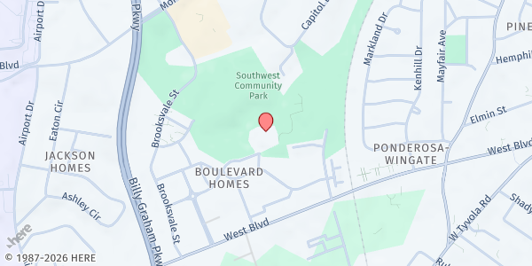 Map showing SOUTHVIEW REC CENTER at 1720 Vilma Street, Capitol Drive, NC