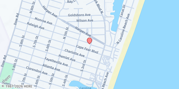 Map showing Help Center of Federal Point at 7 N. 3rd St., Carolina Beach, NC