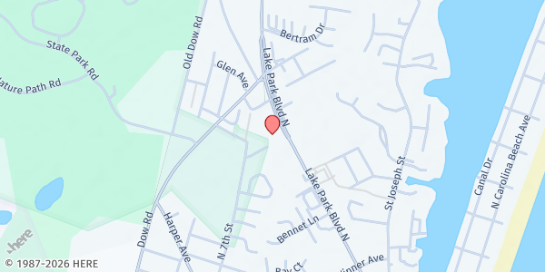 Map showing Help Center of Federal Point at 1121B North Lake Park Blvd, Carolina Beach, NC