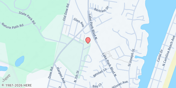 Map showing Help Center of Federal Point at 1121 North Lake Park Boulevard, Carolina Beach, NC