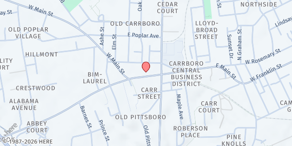 Map showing Inter-Faith Council - Chapel Hill at 110 W. Main St, Carrboro, NC