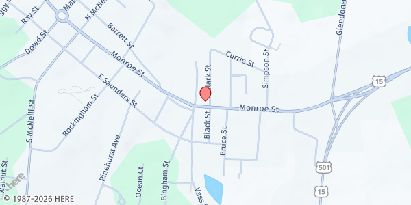 Map showing Christian Mission Center at 703 Monroe St., Carthage, NC