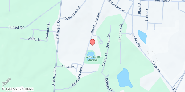 Map showing MooreHealth at 705 Pinehurst Ave., Carthage, NC