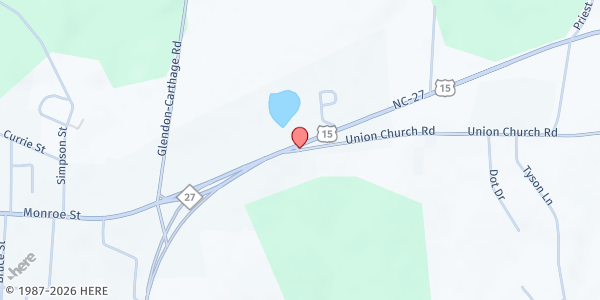 Map showing Right Start - Carthage at 516 Union Church Rd., Carthage, NC
