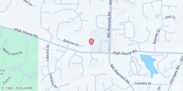 Map showing Christian Community In Action at 1231 NE. Maynard Rd., Cary, NC