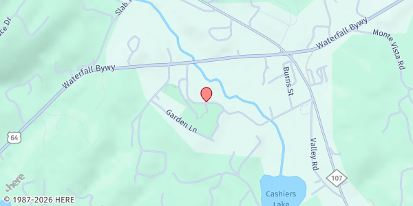 Map showing Fishes & Loaves Food Pantry at 549 Frank Allen Rd., Cashiers, NC