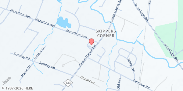 Map showing St. Stanislaus Church at 4849 Castle Hayne Rd., Castle Hayne, NC