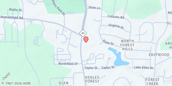 Map showing Orange United Methodist Church at 1220 MLK Jr Blvd., Chapel Hill, NC