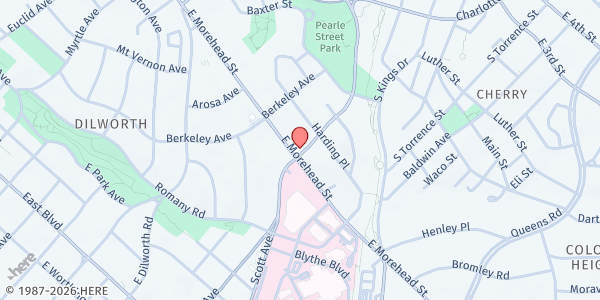 Map showing Ascension Lutheran Church at 1225 East Morehead Street, Charlotte, NC