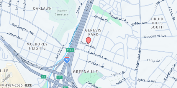 Map showing Berean SDA Community Center at 1801 Double Oaks Rd., Charlotte, NC