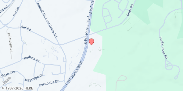 Map showing Central Piedmont Community College Emergency Food Pantry @ Cato Campus at 8120 Grier Rd, Charlotte, NC