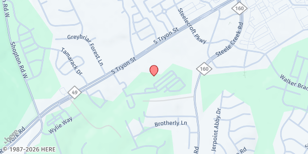 Map showing Christ the King Church at 13501 S Tryon St, Charlotte, NC