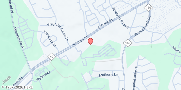 Map showing Christ the King Church Food Pantry at 13501 South Tryon Street, Charlotte, NC