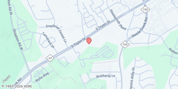 Map showing Christ the King Church Food Pantry at 13501 S. Tryon St., Charlotte, NC