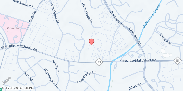 Map showing Kids First Of The Carolina McMullen Creek Shopping at 8328 Pineville-Matthews Road, Charlotte, NC
