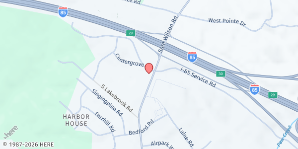 Map showing Liberty Baptist Church at 3000 Sam Wilson Rd., Charlotte, NC