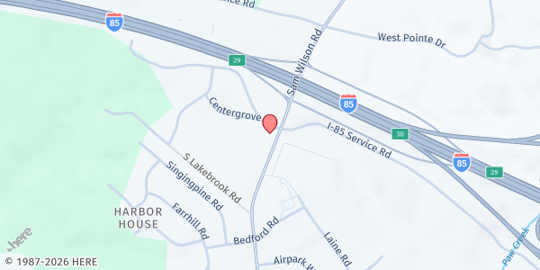 Map showing Liberty Baptist Church Food Pantry at 3000 Sam Wilson Rd., Charlotte, NC