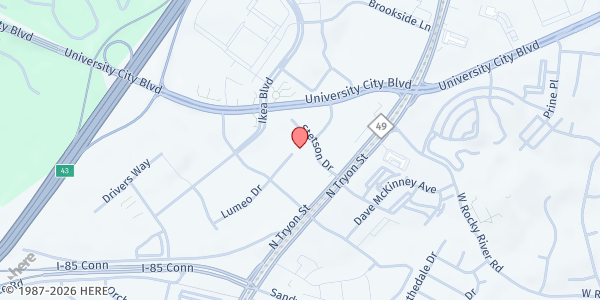 Map showing Loaves & Fishes @ Camino Health Center Pantry at 201 Stetson Dr., Charlotte, NC