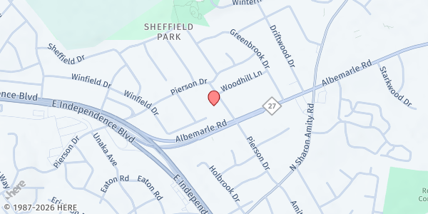 Map showing Loaves & Fishes @ Eastern Hills Baptist Church at 4855 Albemarle Rd., Charlotte, NC