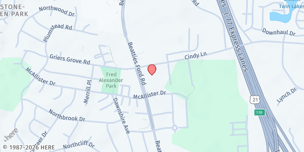 Map showing Loaves & Fishes @ New Emmanuel at 3546 Beatties Ford Rd., Charlotte, NC