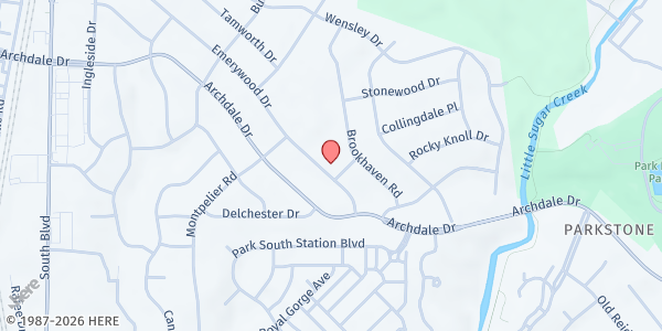 Map showing Loaves & Fishes @ St. Giles Pres. Church at 2027 Emerywood Dr., Charlotte, NC