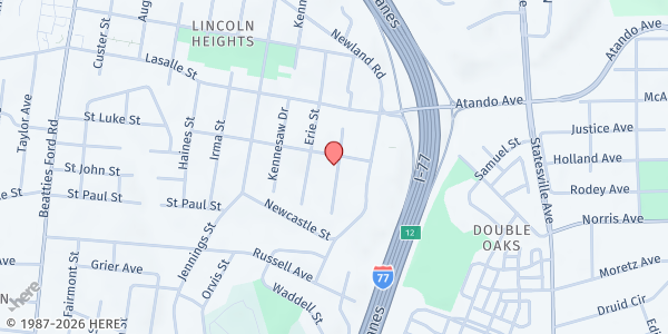 Map showing Macedonia Baptist Church at 104 Hateras Ave, Charlotte, NC