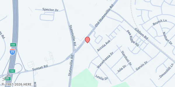 Map showing Oak Grove United Church at 6440 Old Statesville Rd., Charlotte, NC