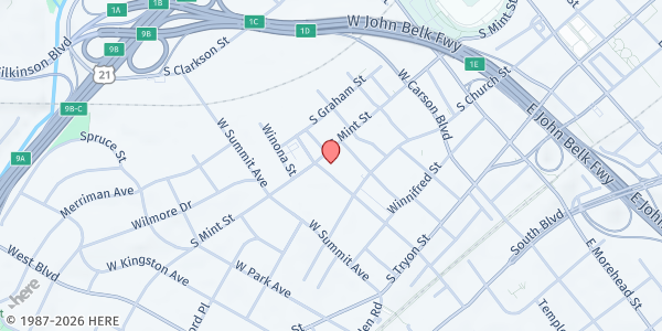 Map showing Queen City Nerve - Main Location at 332 West Bland Street, Charlotte, NC