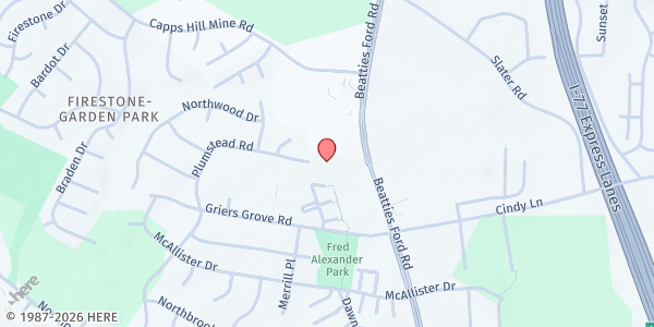 Map showing Reeder Memorial Baptist Church at 3725 Beatties Ford Rd., Charlotte, NC