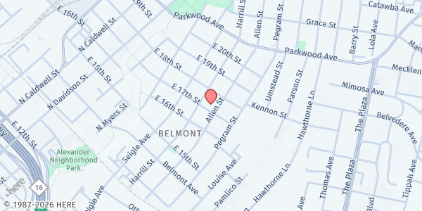 Map showing Saint Paul Baptist Church Food Pantry at 1401 N Allen Street, Charlotte, NC